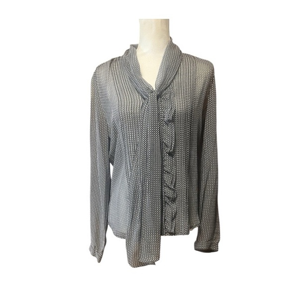 Liz Claiborne Silk Sheer Neck Tie Ruffle Blouse NWT - Picture 1 of 6
